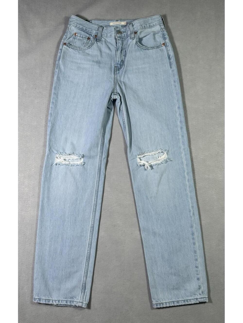 Levi’s Low Pro Straight Women's Light Wash Distressed Ripped Jeans Size 26 Waist